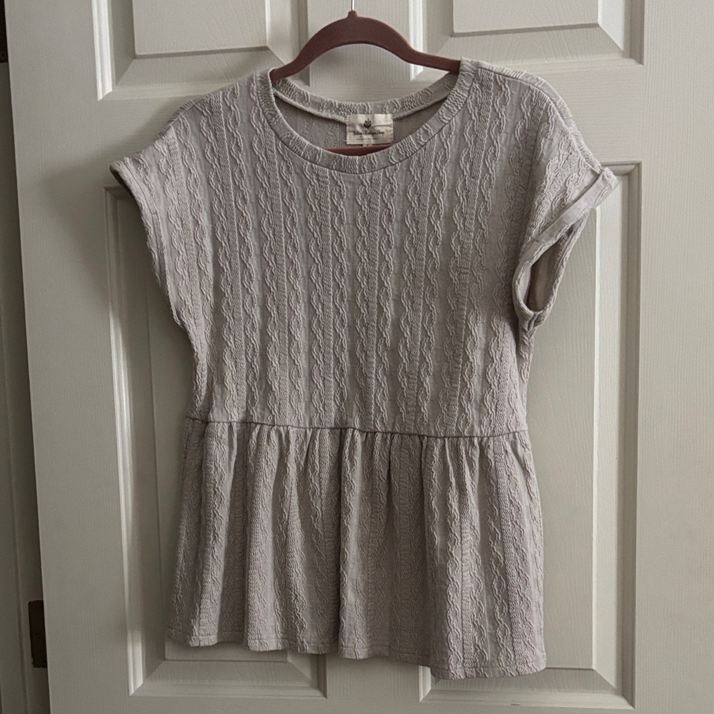 Beige Cable Knit Peplum Top
